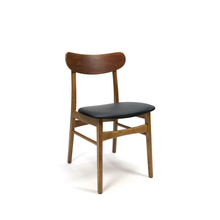 Set van zes Deense teakhouten eettafel stoelen - Retro
