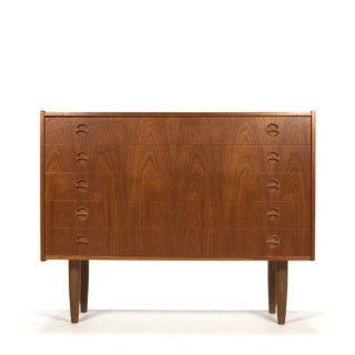 Deense ladekast in teak met 5 lades - Retro Studio