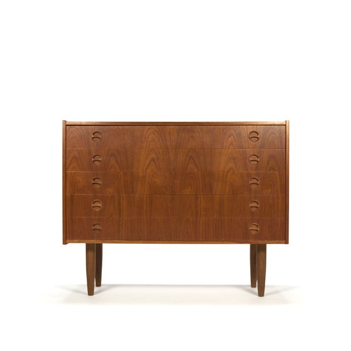 Deense ladekast in teak met 5 lades - Retro Studio
