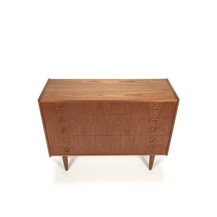 Deense ladekast in teak met 5 lades - Retro Studio