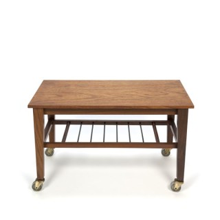 Teak vintage side table on wheels - Retro Studio
