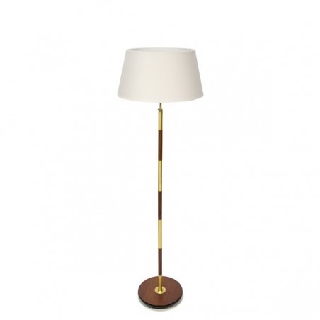 Danish teak floor lamp with brass details
