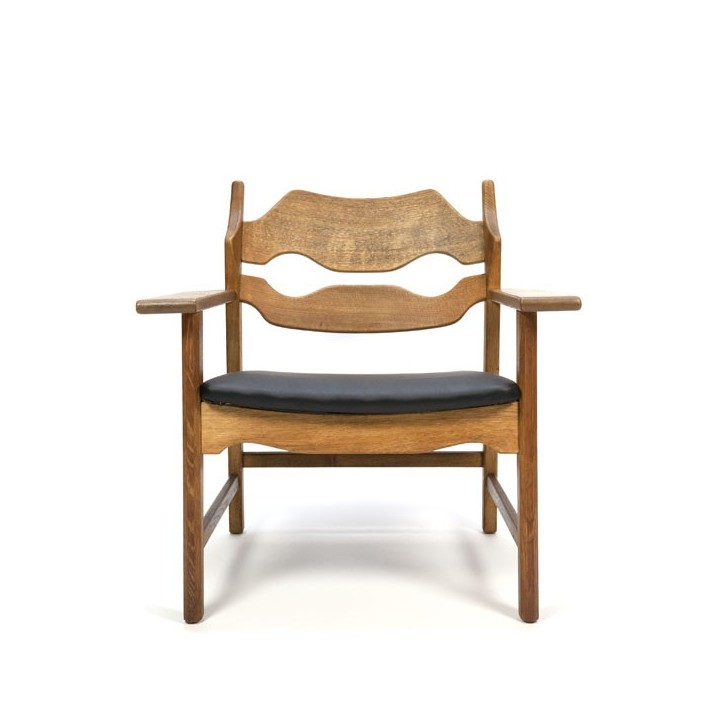 Eiken Razor Back fauteuil ontwerp Henning Kjærnulf - Retro