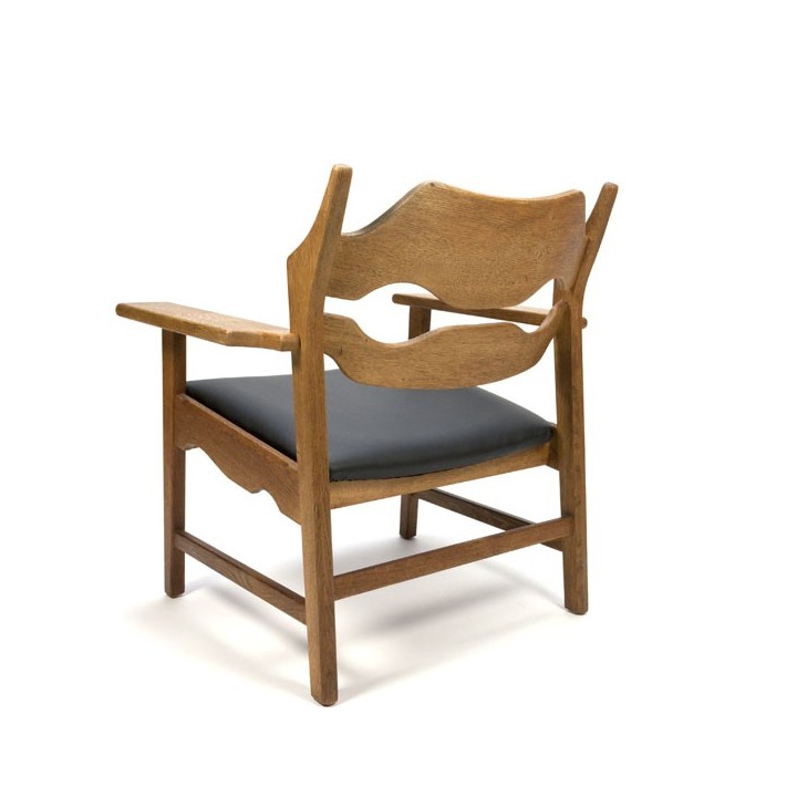 Eiken Razor Back fauteuil ontwerp Henning Kjærnulf - Retro
