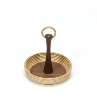 Klein teak/ rieten schaaltje - Retro Studio