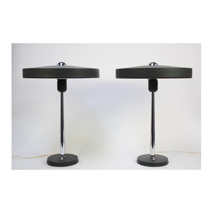 Set Philips table lamps by Louis Kalff grey - Retro Studio