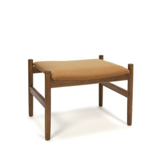 Teakhouten ottoman met stoffen bekleding