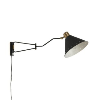 Wall lamp black with brass details