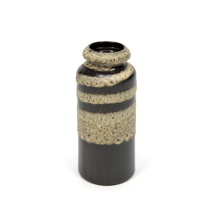 Vintage vaas van aardewerk creme/ bruin