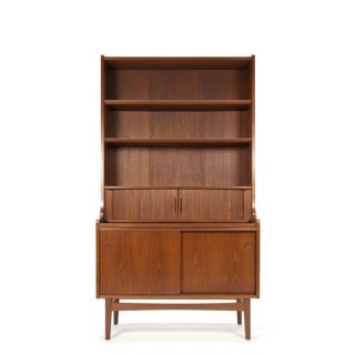 Danish teak bookcase with sliding worktop