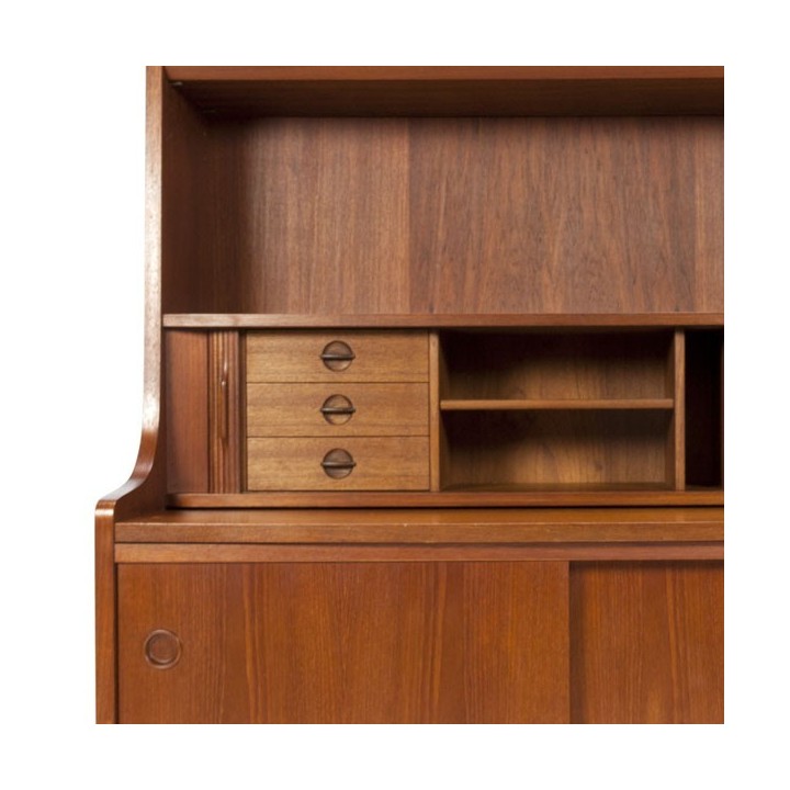 Danish teak bookcase with sliding worktop