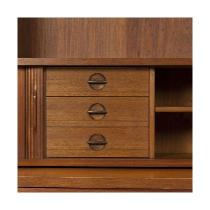 Danish teak bookcase with sliding worktop