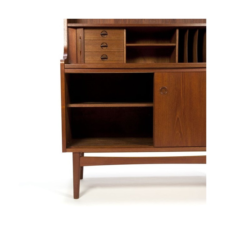 Danish teak bookcase with sliding worktop