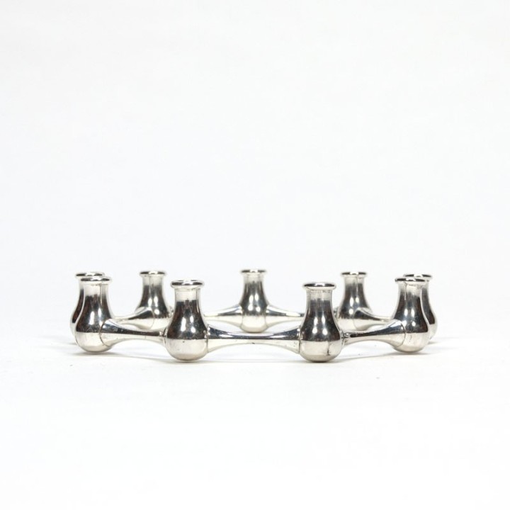 Deense verzilverde miniatuur kandelaar 