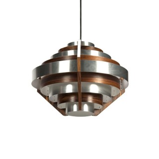 Aluminium hanging lamp with rosewood details