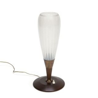 Table lamp with high glass shade 1950s