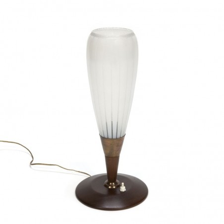 Table lamp with high glass shade 1950s
