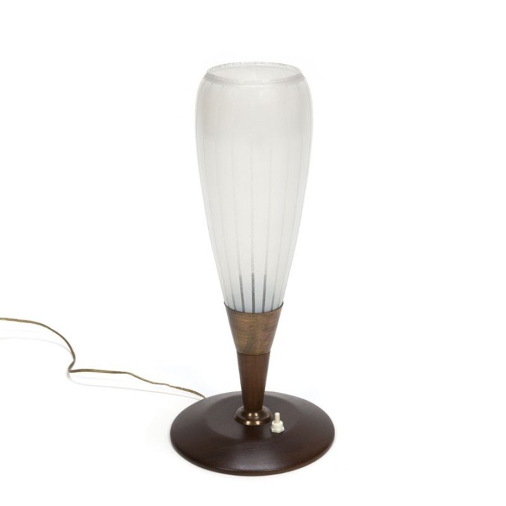 Table lamp with high glass shade 1950s
