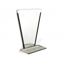 Mirror with perforated metal shelf