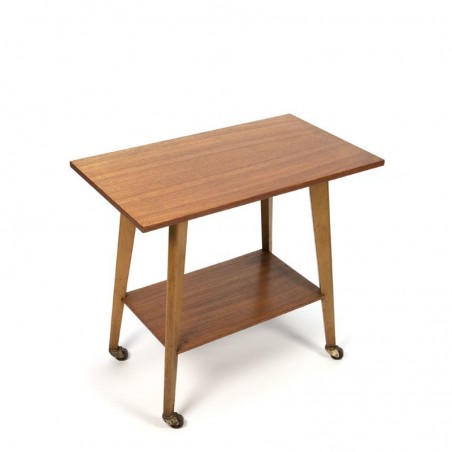 Teak side or television table on wheels