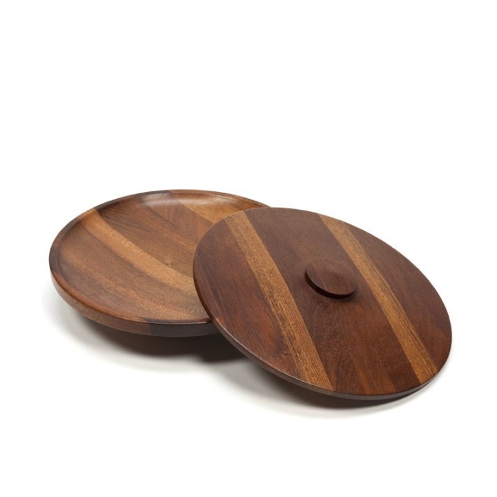 Large teak bowl with lid