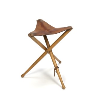 Kruk met tuigleren zitting