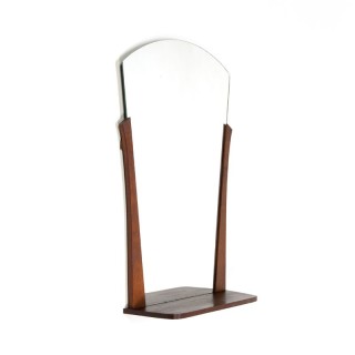 Danish teak mirror with narrow shelf