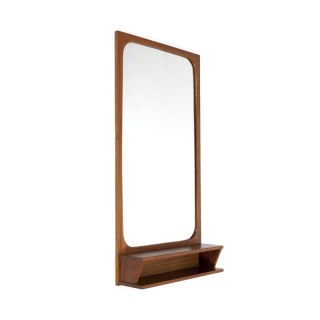 Danish teak mirror with small storage space