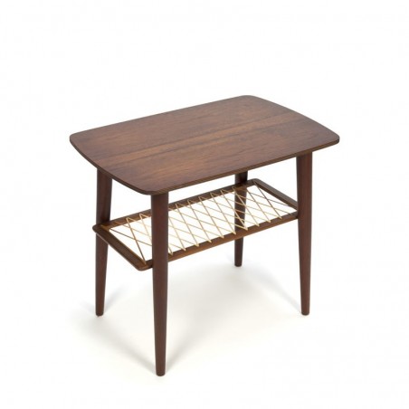 Teak side table with wire