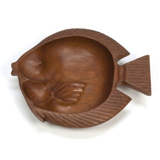 Large teak design bowl fish