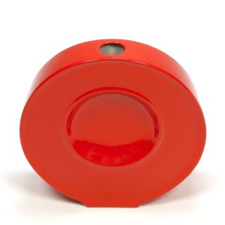 Round orange ceramic vase