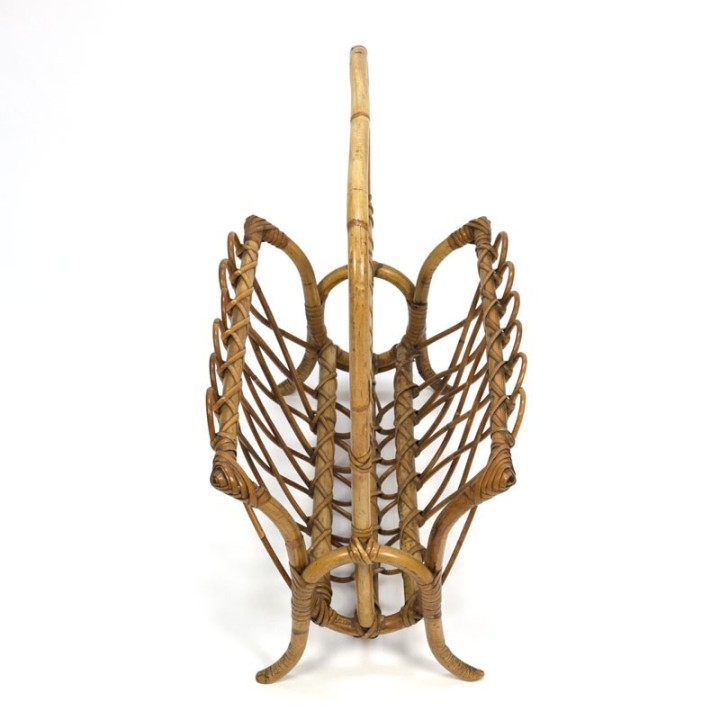 Magazine rack with woven bamboo