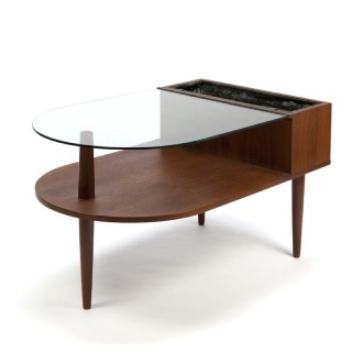 Teak planter with glass top