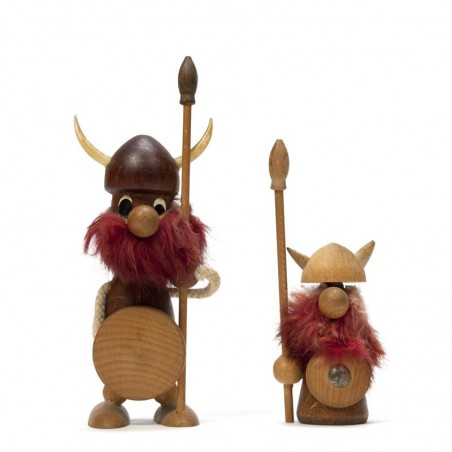 Set van 2 kleine Noorse houten Vikingen