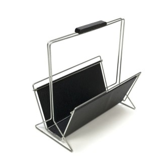 Vintage newspaper rack with black skai