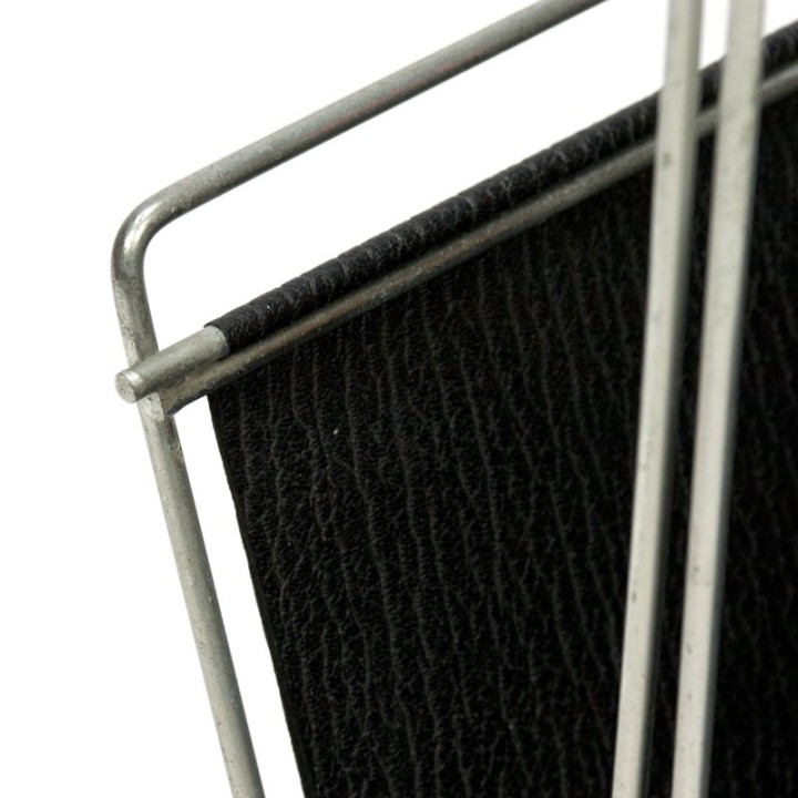 Vintage newspaper rack with black skai