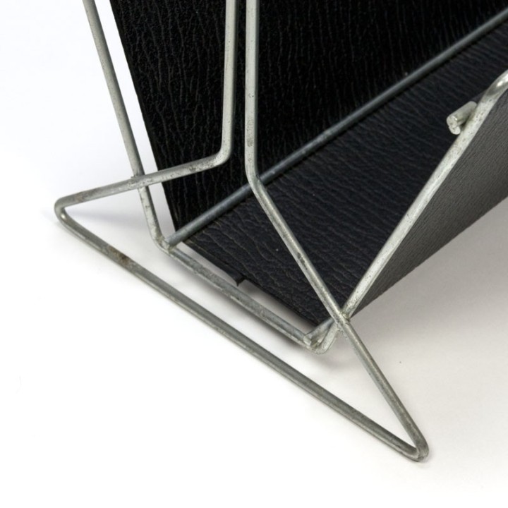 Vintage newspaper rack with black skai