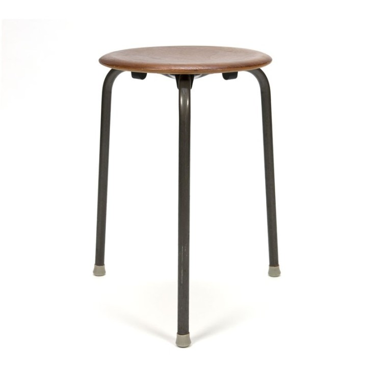 Vintage kruk met houten zitting