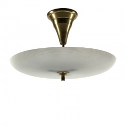 Large ceiling lamp with glass and brass