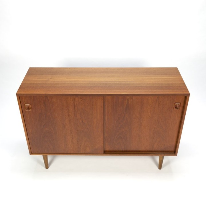 Vintage Deens dressoir teak met schuifdeuren