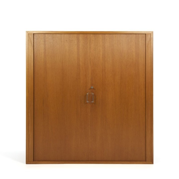 Vintage Deense archiefkast met roldeuren