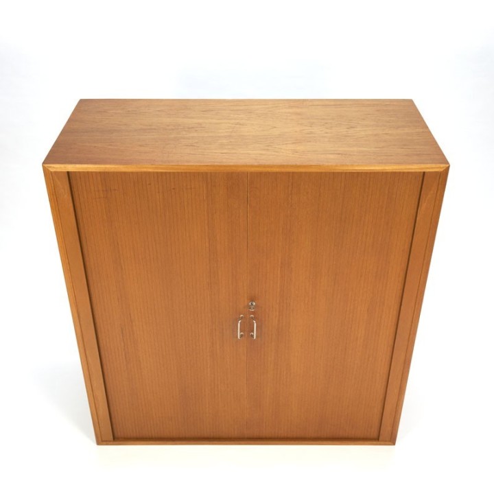 Vintage Deense archiefkast met roldeuren