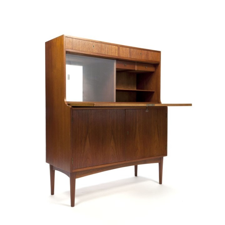 Vintage Deense teakhouten design secretaire