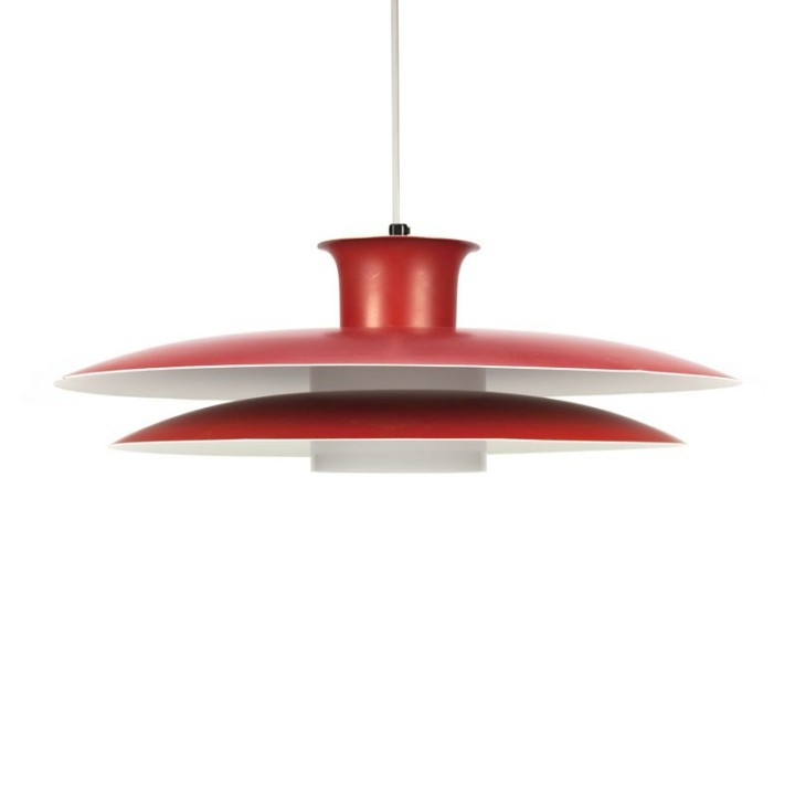 Vintage Deense design hanglamp rood