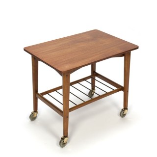 Vintage Danish side table on wheels