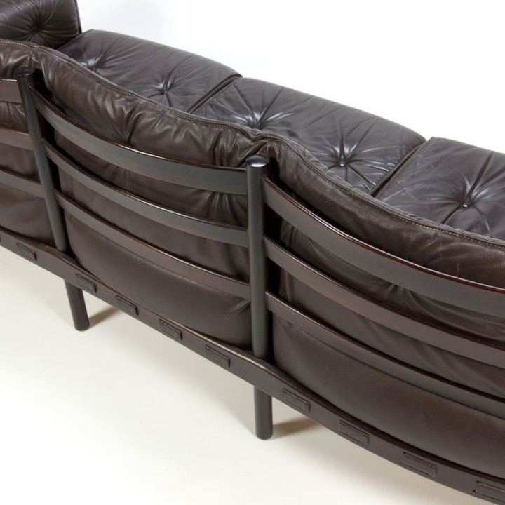 Arne Norell vintage 3-zits bank bruin leer