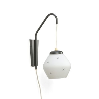Vintage wandlamp jaren 50 met glazen kelk