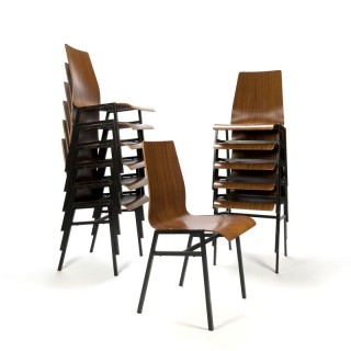 Partij vintage plywood stoelen