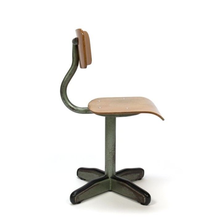 Green industrial vintage chair for children