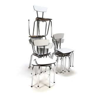 Partij vintage jaren vijftig/ zestig keukenstoelen